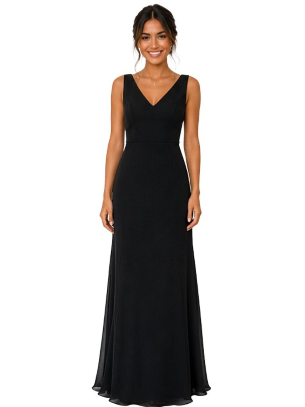 Social Bridesmaids Black Floor Length Formal Dress-NWT